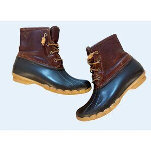 SPERRY Saltwater Side Zip Waterproof Duck Rain Outdoor Boot Sz 7.5